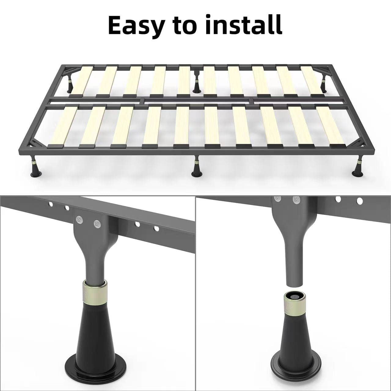 6 Pcs Heavy Duty Bed Frame Risers - Replace Wheels, Prevent Sliding, Plastic Reinforced Leg Extenders for Standard Bed Feet | Perfect for Adjustable Height, Floor Protection & Bedroom Organization