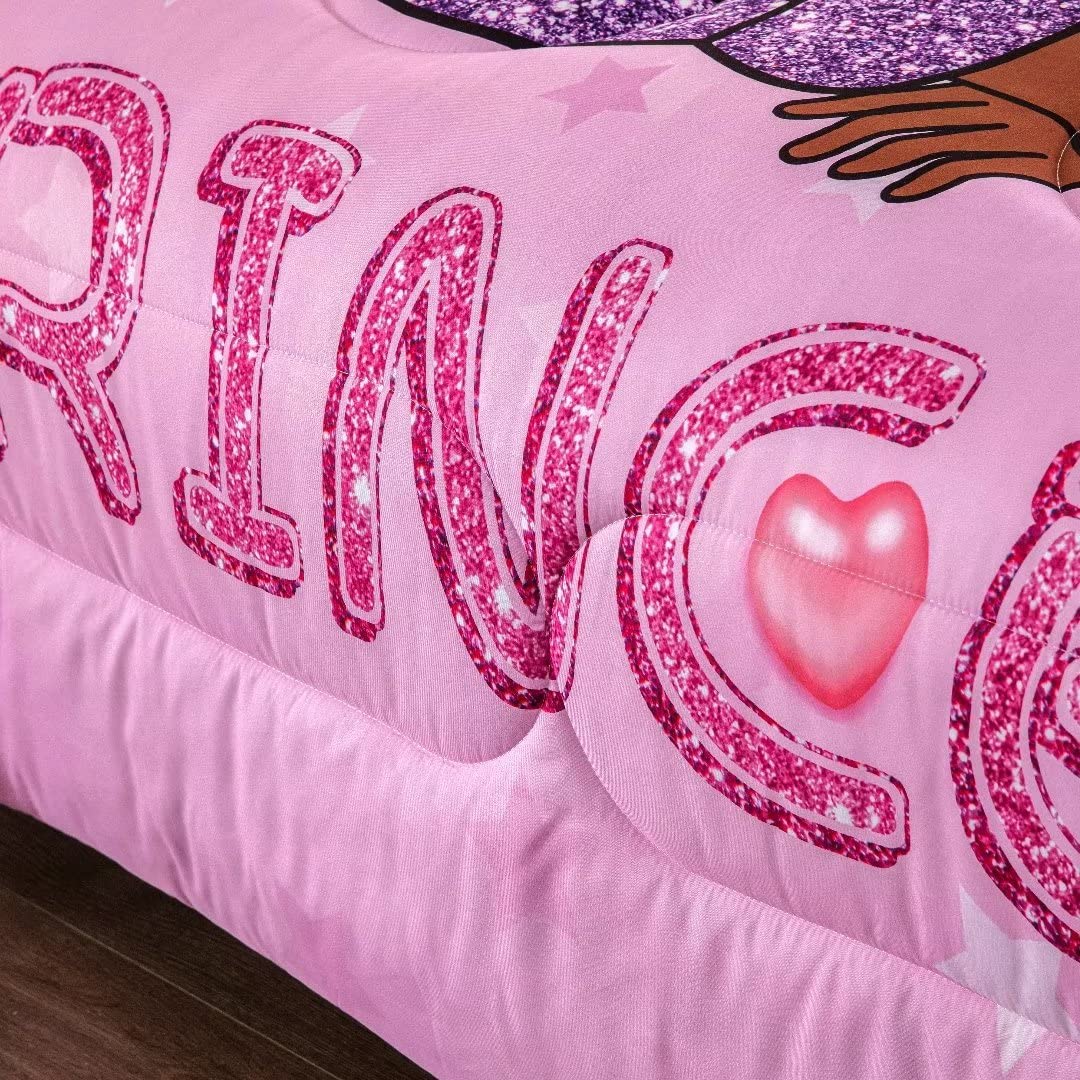 Black Girl Magic Queen Comforter Set - Afro Melanin Bedding for African American Princess Bedroom Decor | Soft & Cozy Bed Set for Girls & Teens
