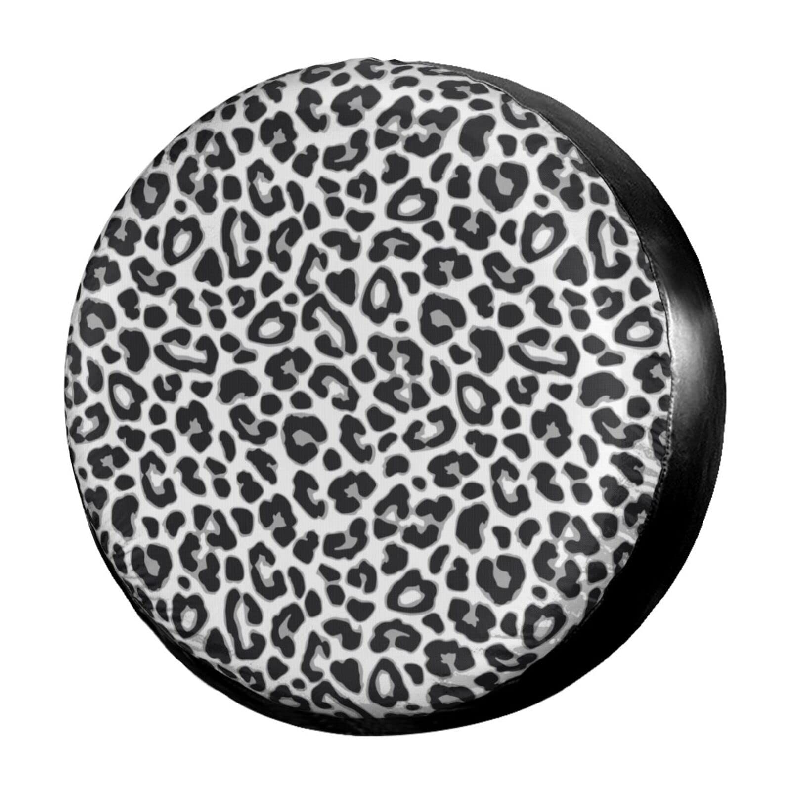 White Leopard Print Spare Tire Cover - 17 Inch Dust-Proof Wheel Protector for Trailer, RV, SUV & More | Waterproof & UV Resistant for Outdoor Adventures & Road Trips