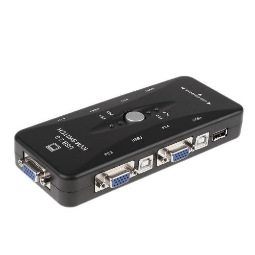 4 Port USB KVM Switch - Share 1 Monitor, Keyboard & Mouse Between 4 Computers - Ideal for Home Office, Gaming & Multi-PC Workstations
