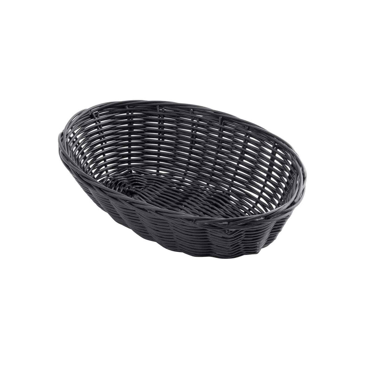 TableCrust Oval Bread Basket - Black Serving Tray for Bread, Rolls & Pastries - 9 x 6 x 2.25 Inches - Perfect for Restaurants, Bakeries & Home Dining