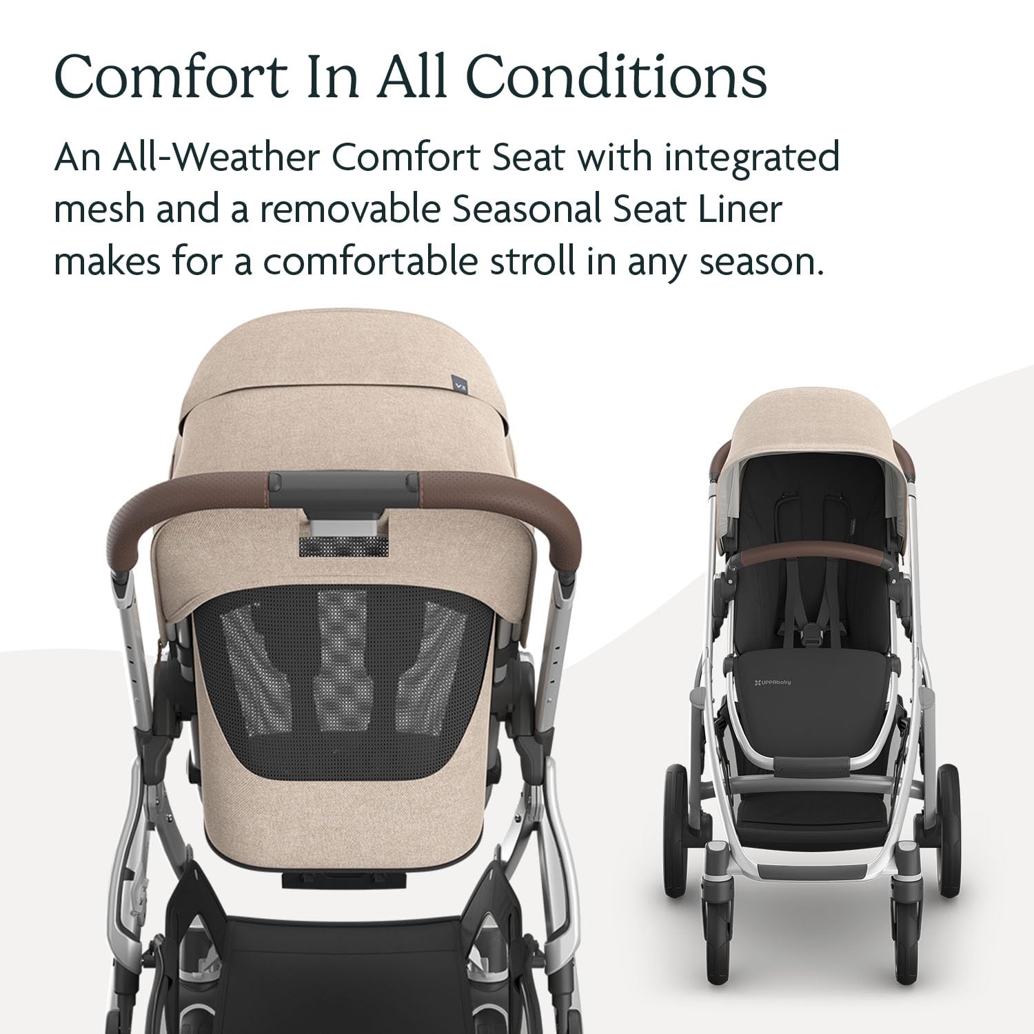 UPPAbaby Vista V3 Stroller - Convertible Single to Double Stroller System with Toddler Seat, Weather Shields & Storage Bag - Oat Mélange/Silver Frame/Chestnut Leather - Perfect for Urban Walks, Shopping & Family Outings