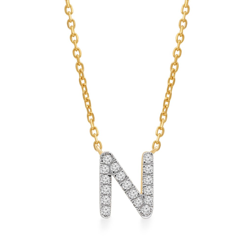 14K Yellow Gold Diamond Initial Charm Necklace - Personalized Classic Jewelry for Women | Perfect Gift for Birthday, Anniversary & Valentine's Day