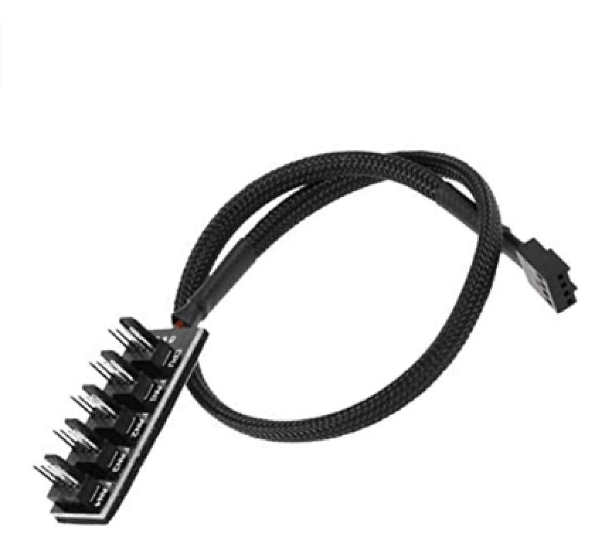 4/5 Channel PWM Fan Hub - PC CPU Cooling Fan Distributor with Sleeved Braided 4-Pin/3-Pin Power Adapter Cable - Perfect for Gaming Rigs, Workstations & Custom PC Builds