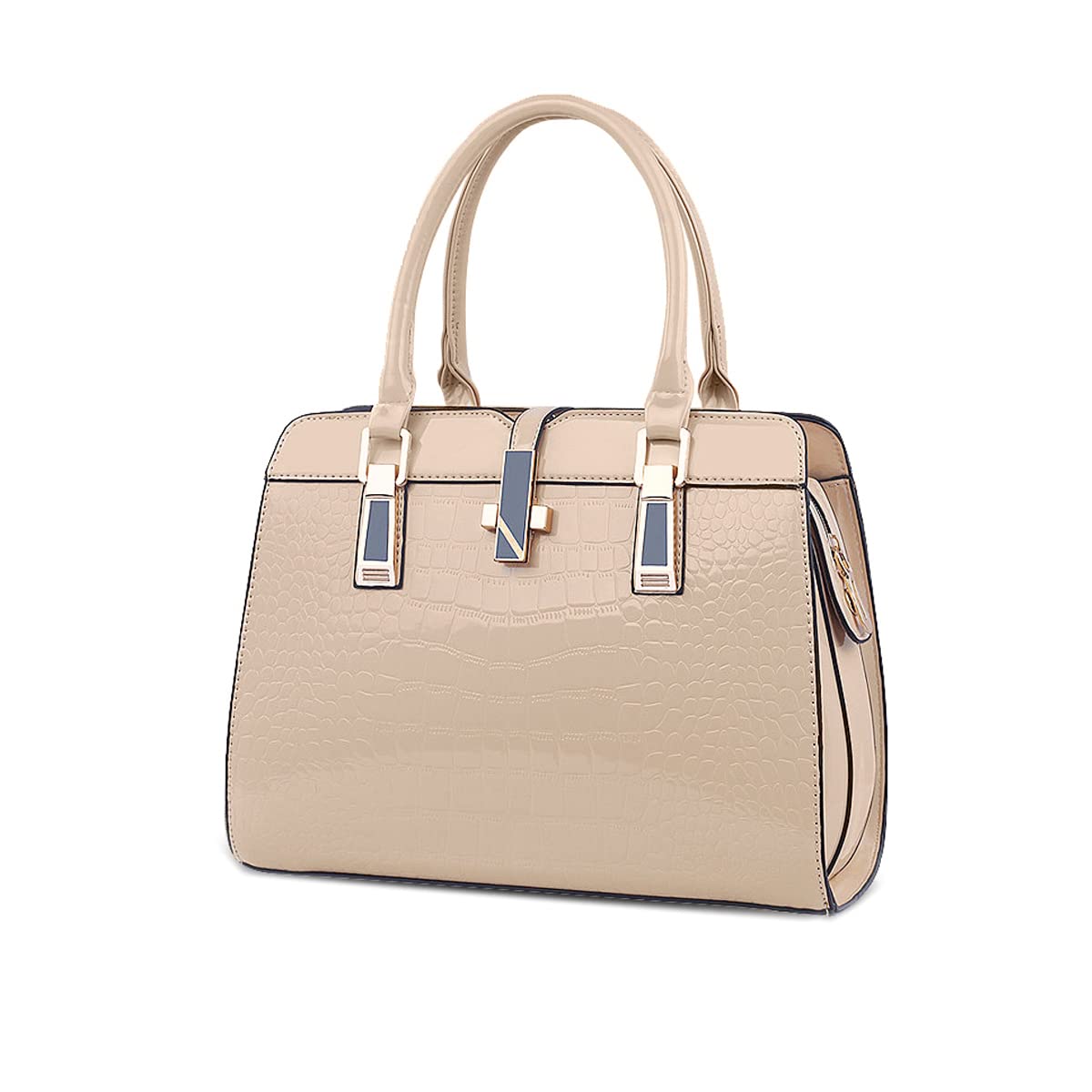 Nicole&Doris Women's Fashion PU Leather Shoulder Bag - Stylish Crossbody Messenger Purse with Zipper, Tote Handbag for Daily Use, Work & Travel (Khaki)