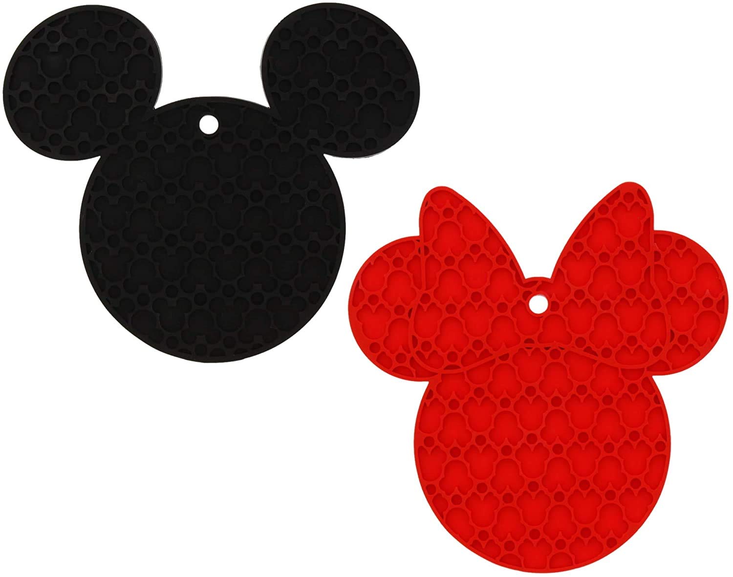Disney Mickey and Minnie Mouse 100% Silicone Trivets Set of 2 - Heat Resistant Hot Pads up to 500°F, Multipurpose Kitchen Tools for Pot Holders, Spoon Rest & Jar Opener - Perfect for Cooking, Baking & Serving Hot Dishes Safely