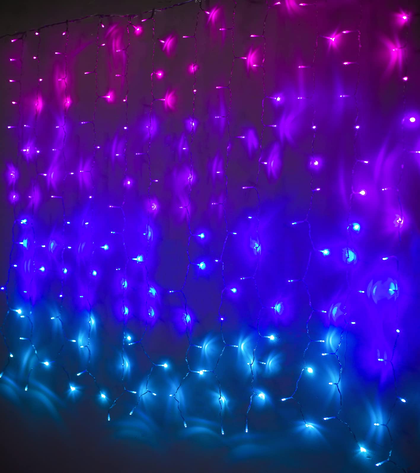 Pink Purple Blue Ombre LED Curtain Lights with Remote - Rainbow Waterfall Fairy String Lights for Bedroom, Teen Room, Birthday Party, Easter Decor | Perfect for Girls Room, Mermaid Theme, Wall Decor & Indoor Lighting