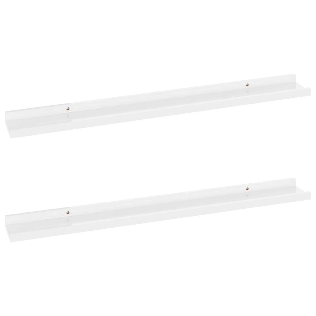 FAMIROSA 2 Pack Wall Mounted Shelves - High Gloss White Floating Shelves 31.5
