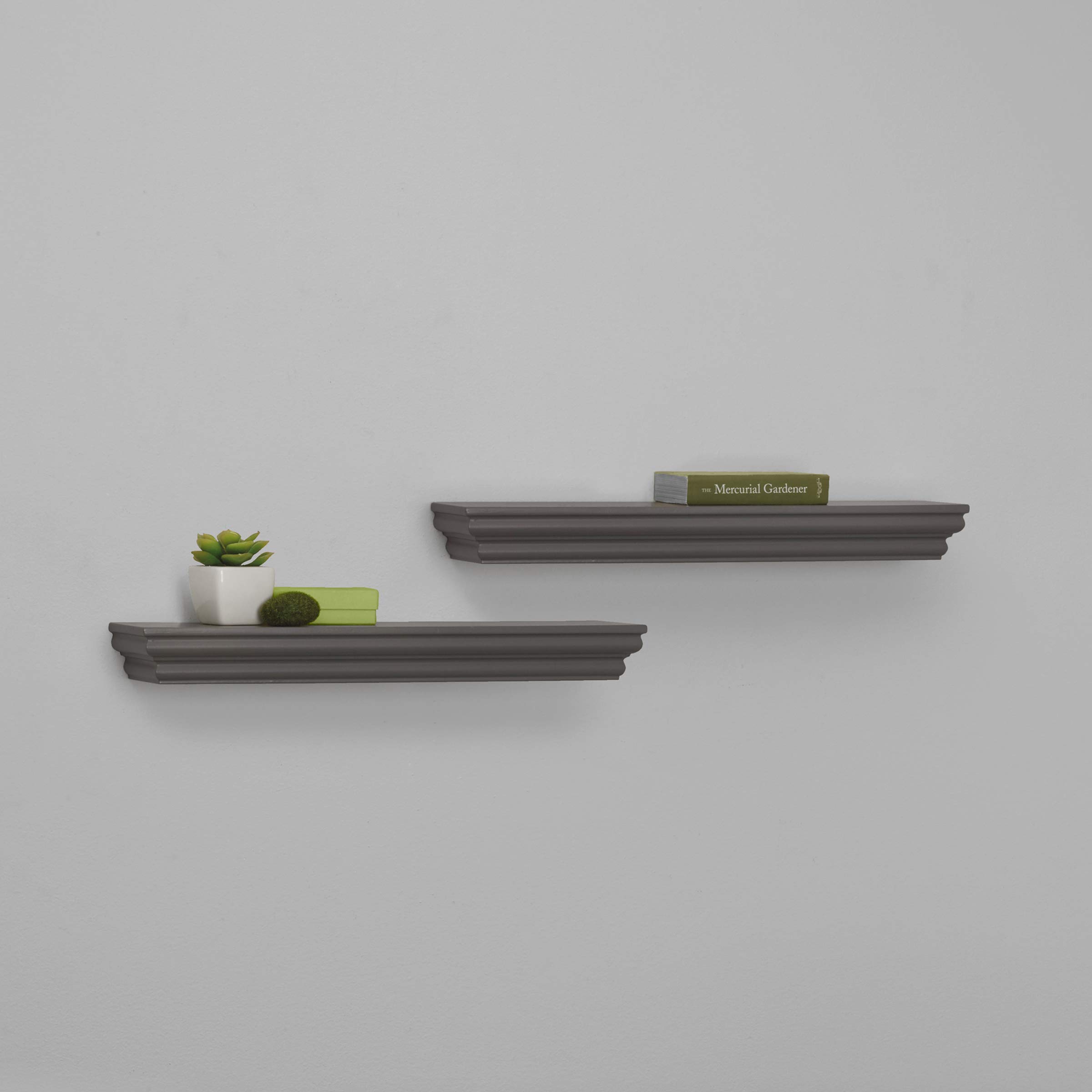 Melannco Floating Wall Mounted Moulding Shelf Set of 2, Gray - 5238439 | Modern Wall Shelves for Living Room, Bedroom & Bathroom Storage Decor