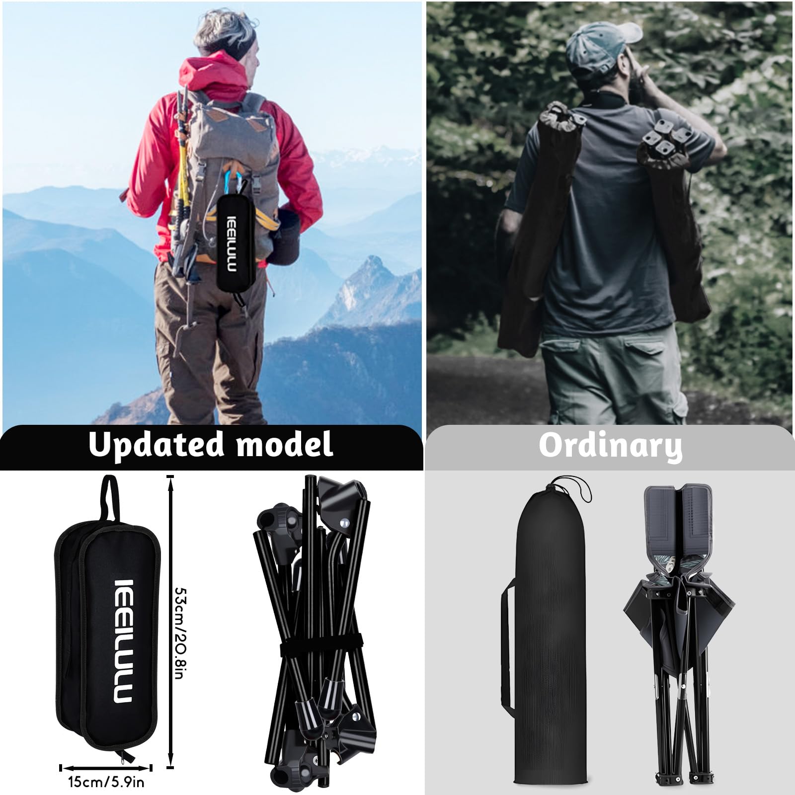 Ultralight Foldable Camping Chair with 3 Side Pockets - Portable Folding Chair for Outdoor, Beach, Picnic & Travel - Sturdy Back Support for Camping, Backpacking, and Tailgating