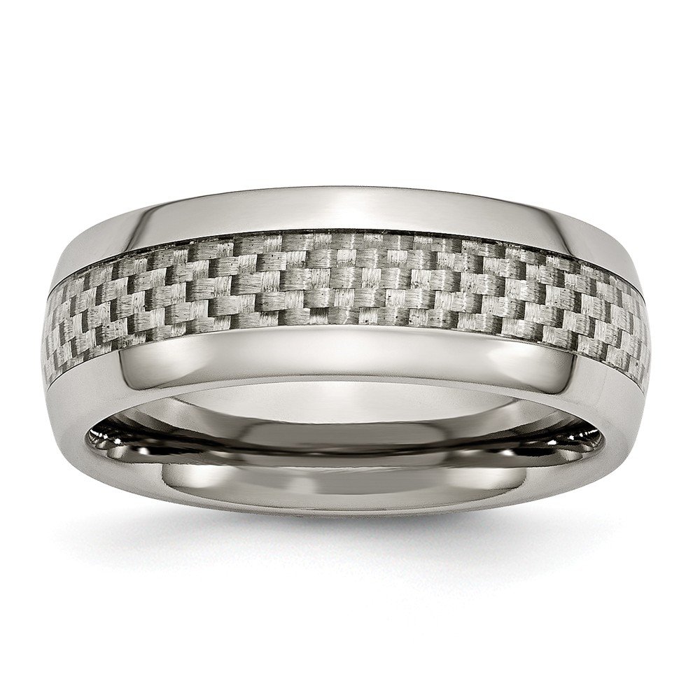 Premium 8mm Solid Titanium Grey Carbon Fiber Inlay Men's Wedding Band Ring - Durable & Lightweight for Everyday Wear, Anniversary Gifts & Special Occasions