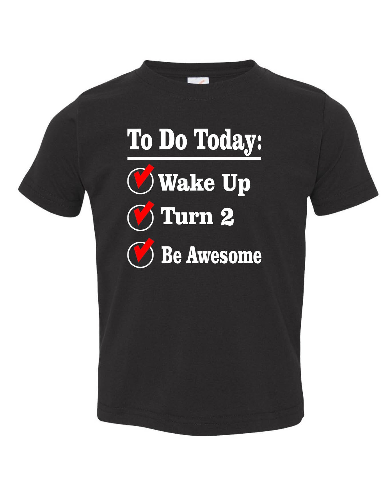ALLNTRENDS Funny Toddler T-Shirt 'To Do Today Turn 2 Be Awesome' - Cute 2nd Birthday Gift for Boys & Girls - Perfect for Birthday Parties, Photo Shoots & Casual Wear