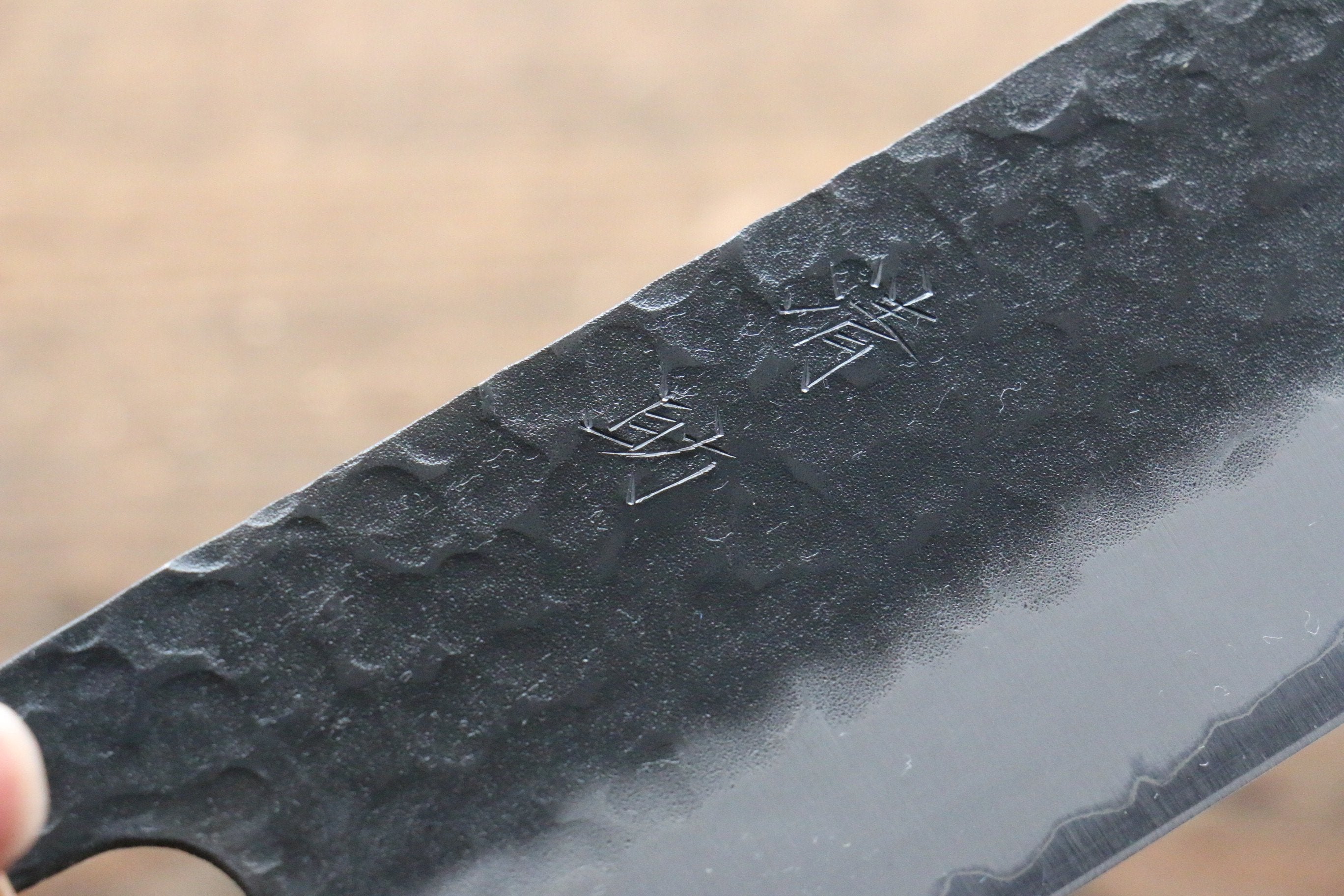 Seisuke Kokubyaku Blue Super Hammered Nakiri Knife 165mm - Japanese Chef Knife with Morado Wood Handle - Perfect for Slicing Vegetables, Herbs & Sushi Preparation