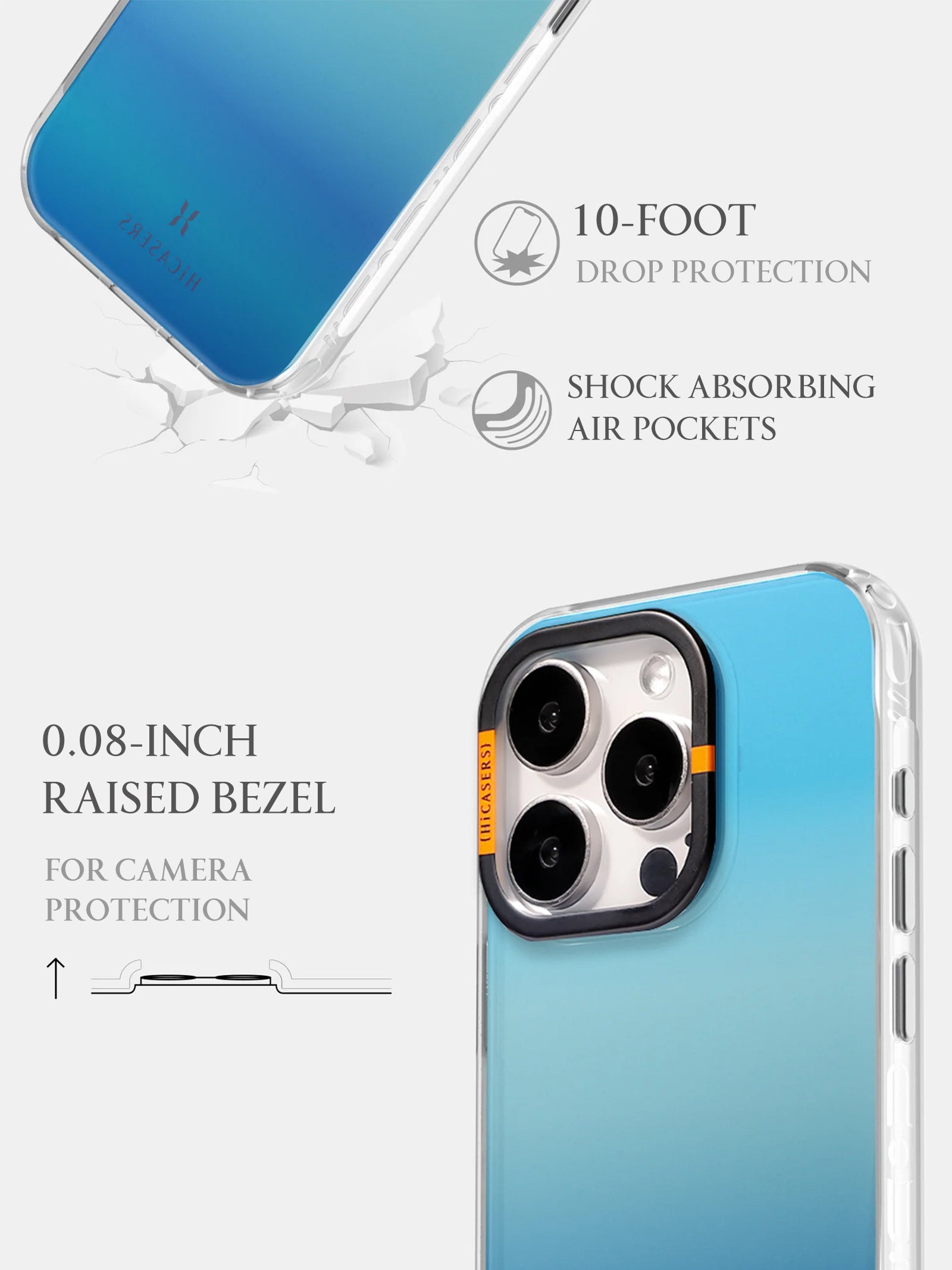 Sky Gradient Iridescent Phone Case - Blue | Shimmering Color-Changing Protective Cover for iPhone & Samsung | Perfect for Everyday Use, Parties & Special Occasions