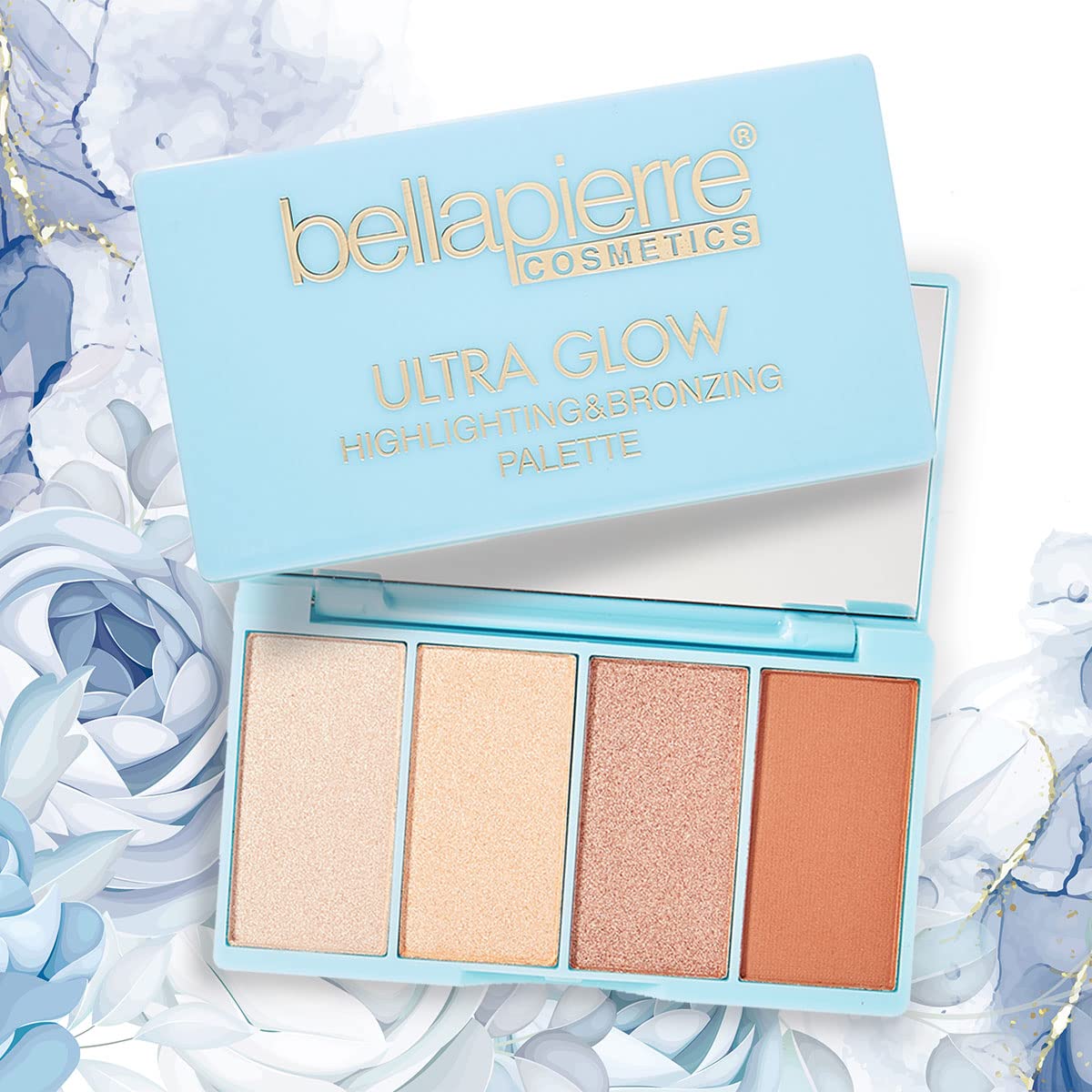 BellaPierre Ultra Glow Makeup Palette - 4 Illuminating Shades for All Skin Tones | Vegan, Cruelty-Free & Non-Toxic | Perfect for Highlighting & Contouring | Day to Night Glam Makeup Looks