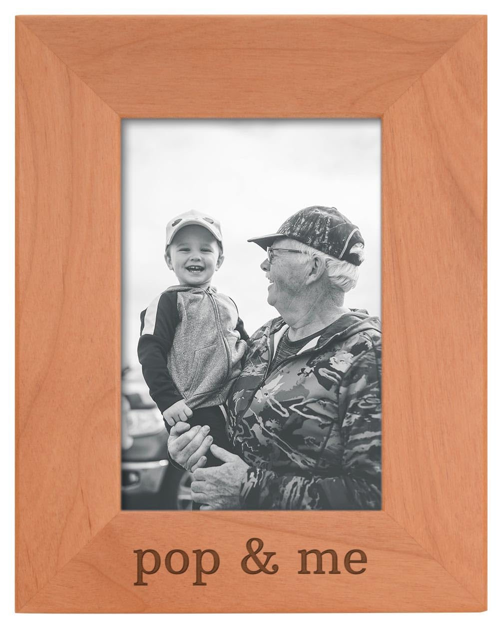 Personalized Wooden Picture Frame for Grandpa - Engraved 4x6 Portrait Gift - Natural Wood Keepsake for Grandchildren - Perfect for Father's Day, Birthday & Family Memories