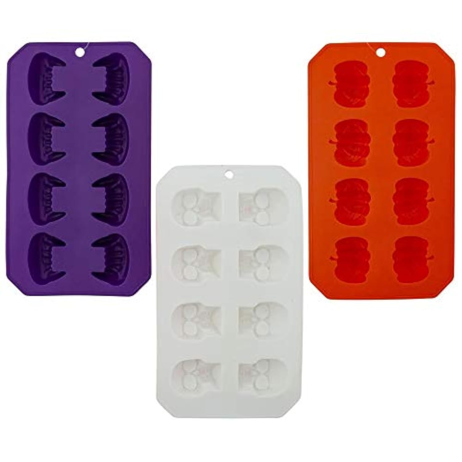 Set of 3 Halloween Silicone Ice Cube Trays - Spiders, Skulls, Webs & Bones - Black Duck Brand - Flexible & BPA-Free - Perfect for Spooky Cocktails, Party Drinks & Themed Beverages