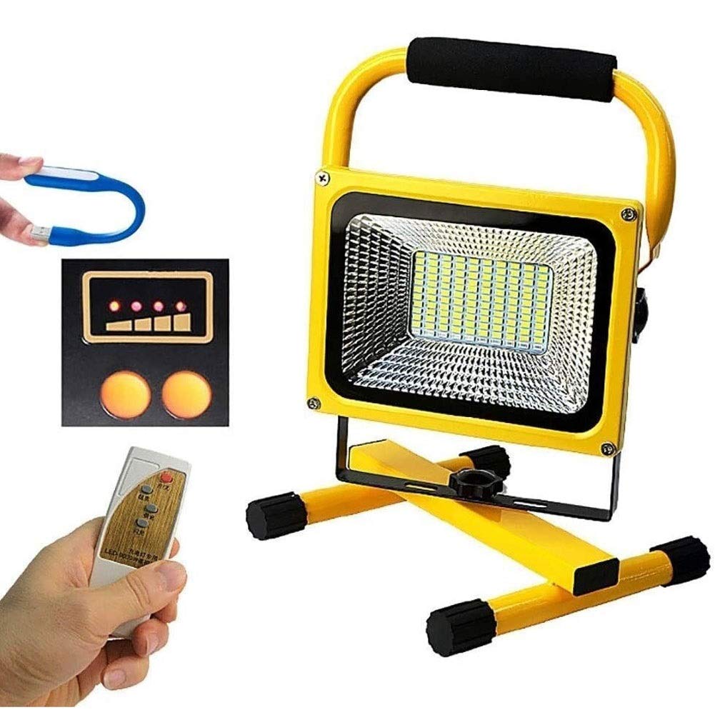 YAOJIA 600W Rechargeable LED Work Light - 8000LM Waterproof Flood Light with Remote Control | Bright Lighting for Yard, Garage, Construction & Outdoor Activities