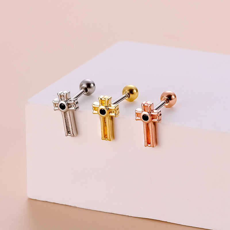 20G Sword Earring Stud Cross Helix Piercing - Stainless Steel Cartilage Jewelry for Women & Men | Perfect for Gothic, Punk, and Alternative Fashion Styles