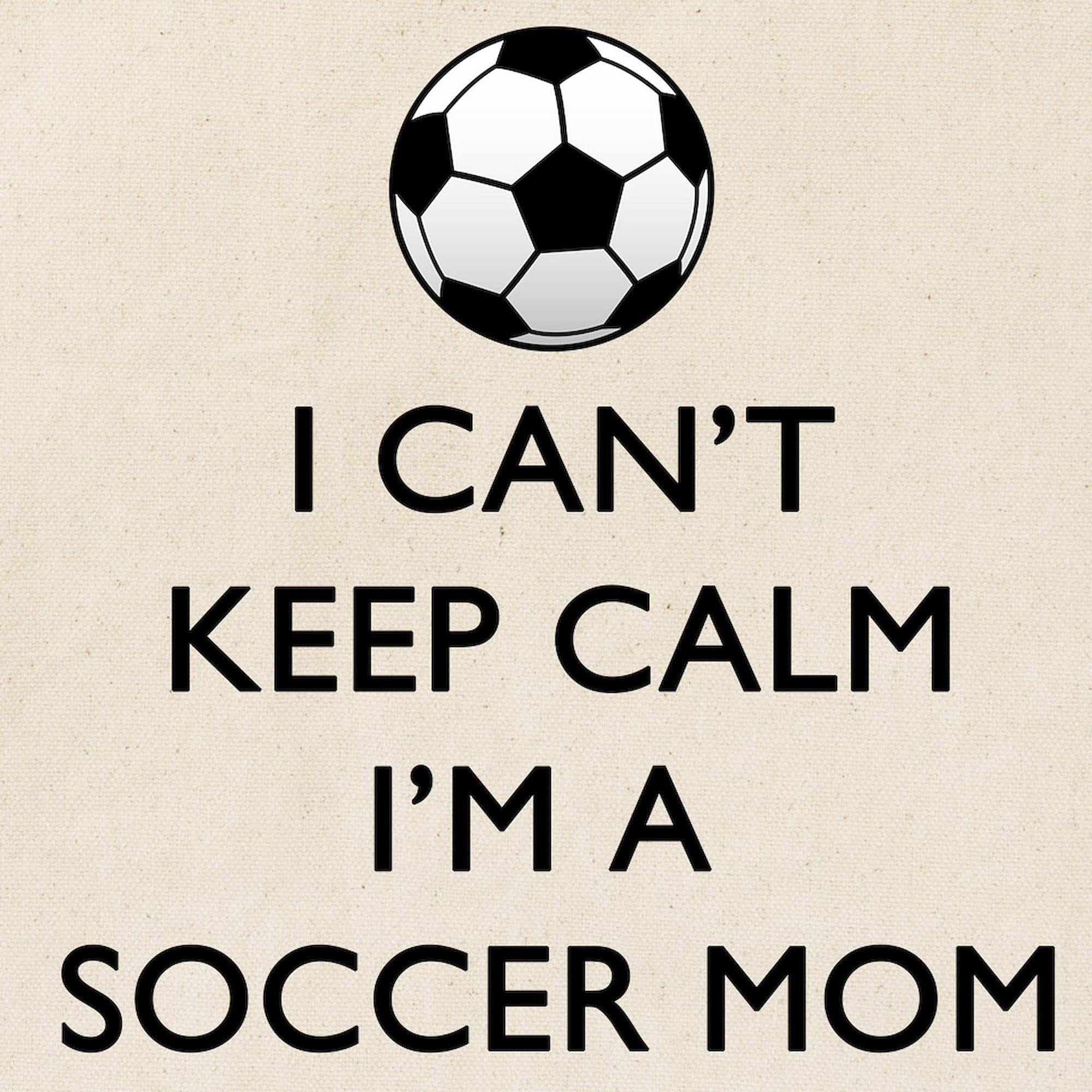 Keep Calm Soccer Mom Tote Bag - Natural Canvas Reusable Shopping Bag for Women | Perfect for Groceries, Beach Trips & Soccer Games