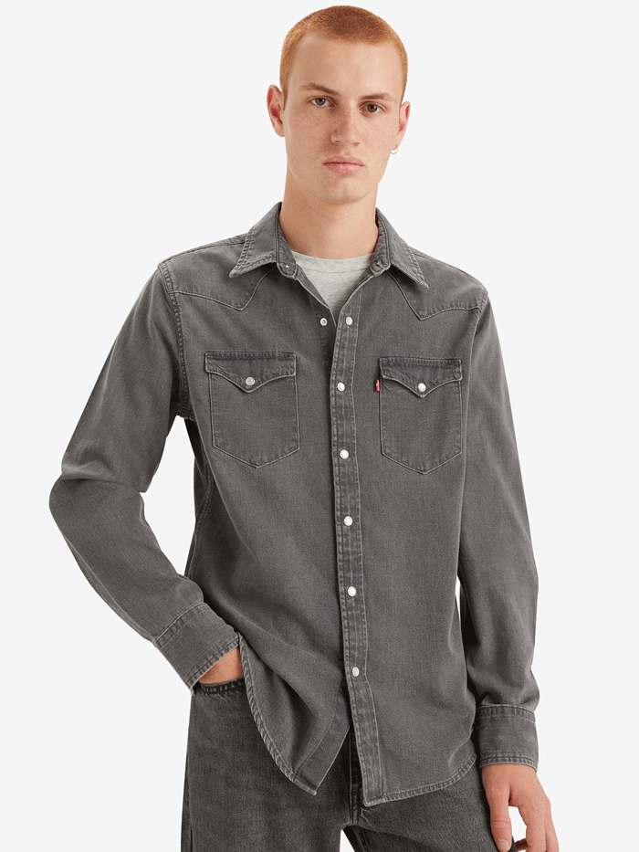 Levi's Men's Classic Standard Fit Western Shirt - Calypso Grey Stonewash | Casual & Work Wear for Everyday Style