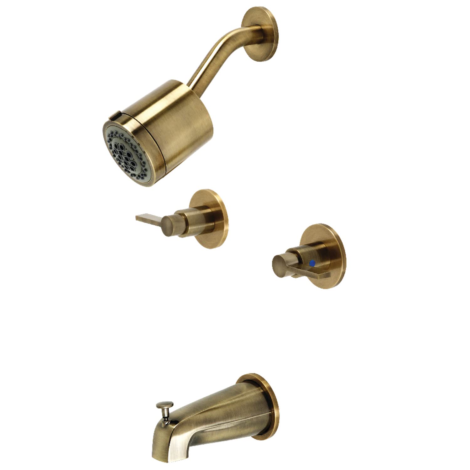 Kingston Brass KBX8143NDL NuvoFusion Tub and Shower Faucet - Antique Brass Finish, 7.13 x 12.88 x 5.5 Inches - Bathroom Fixture for Vintage & Modern Decor | Perfect for Spa-Like Showers and Relaxing Baths