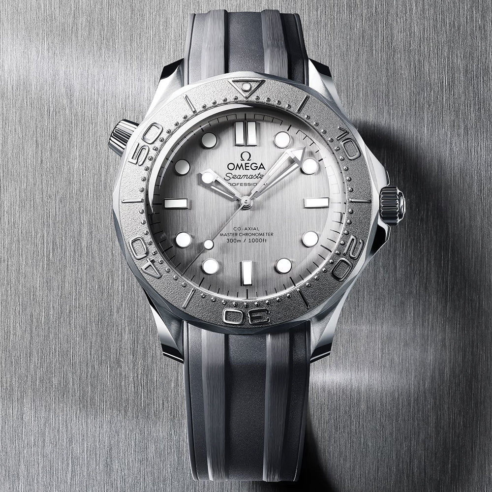 Seamaster Diver 300M Co-Axial Master Chronometer Men's Watch - 42mm Titanium Bezel, Grey Dial, Rubber Strap - Luxury Dive Watch for Swimming, Snorkeling & Water Sports