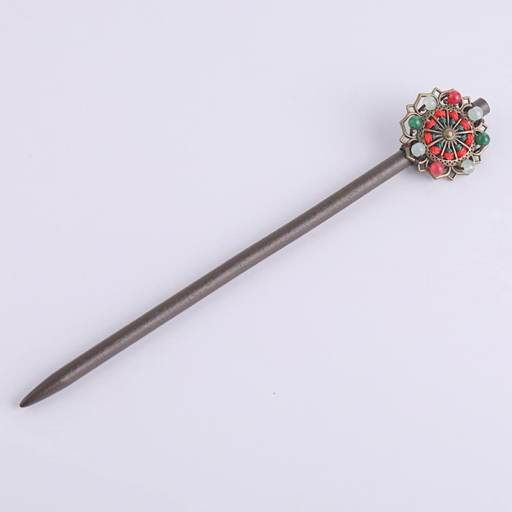 2 Pack Wooden Hair Sticks for Buns & Updos - Beaded Hair Chopsticks Clips, Chinese Vintage Hairpins for Women, Hair Accessories - Perfect for Weddings, Parties & Everyday Styling