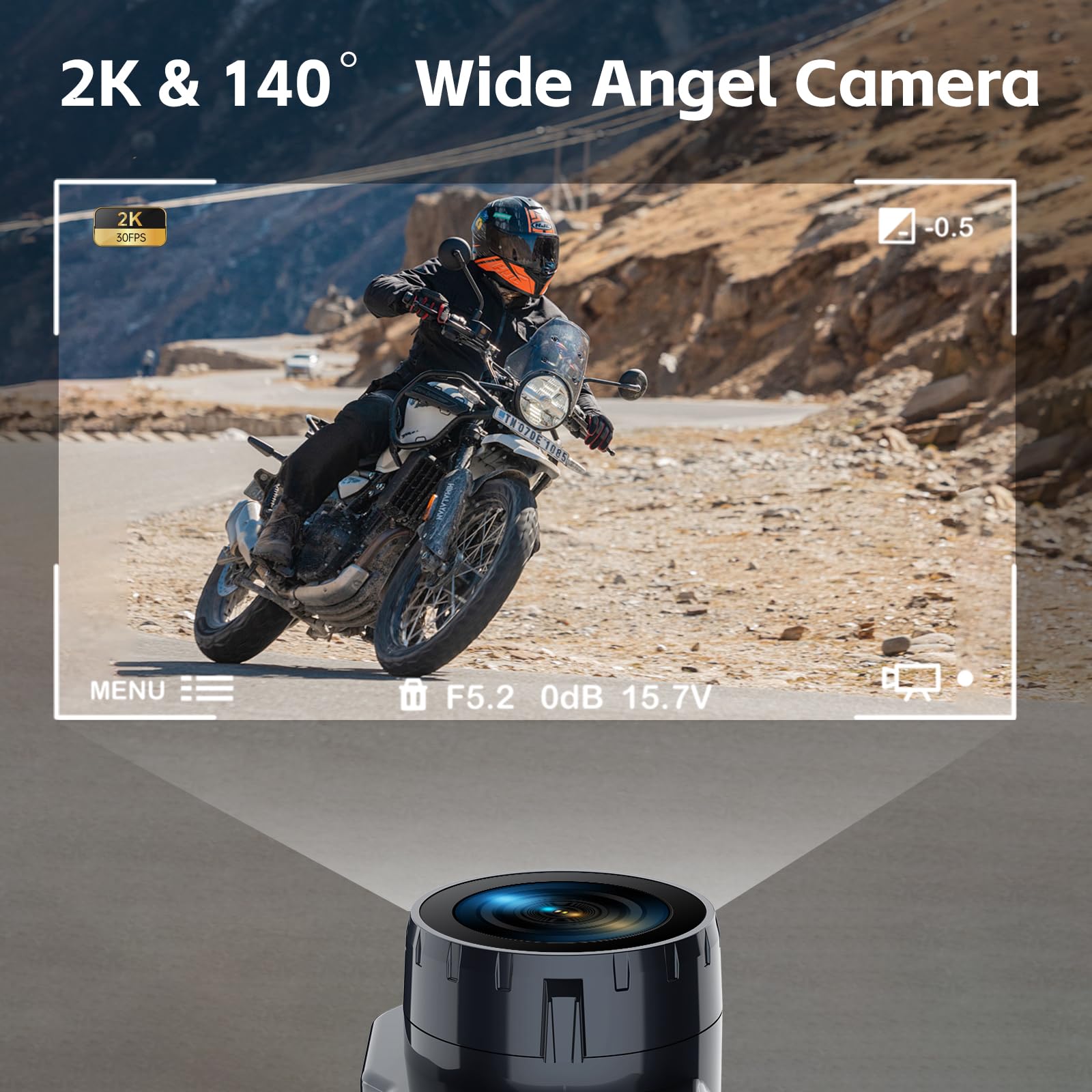 FreedConn Motorcycle Bluetooth Headset with 2K Camera - 360° HD Video, 6-Way Intercom, 1500M Range, IP65 Waterproof, 128GB TF Card - Perfect for Group Rides, Vlogging & Adventure Motorcycling