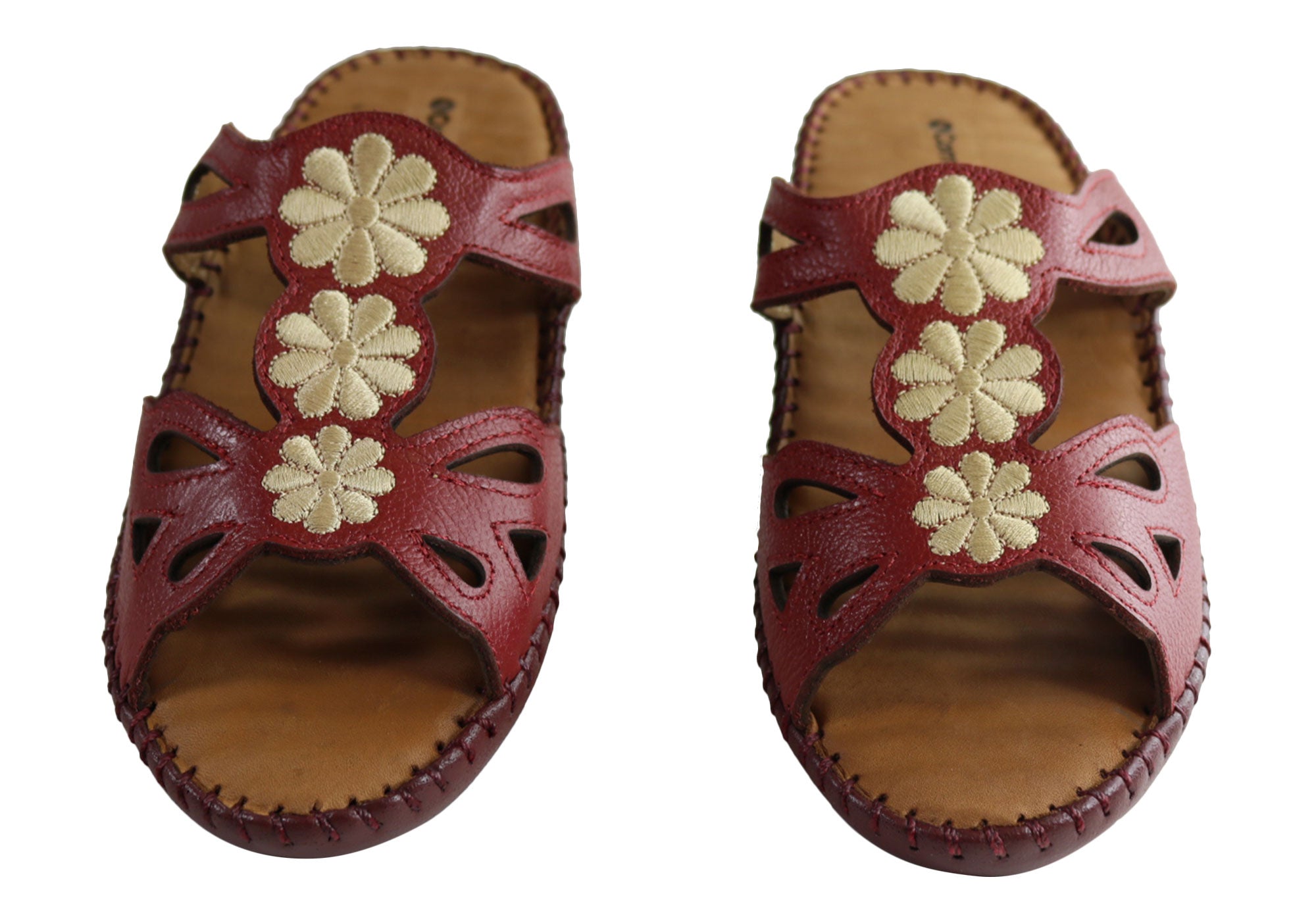 Comfortshoeco Women's Cushioned Leather Slides Sandals - Soft & Supportive Footbed for Indoor/Outdoor Wear - Perfect for Home, Poolside & Spa Relaxation