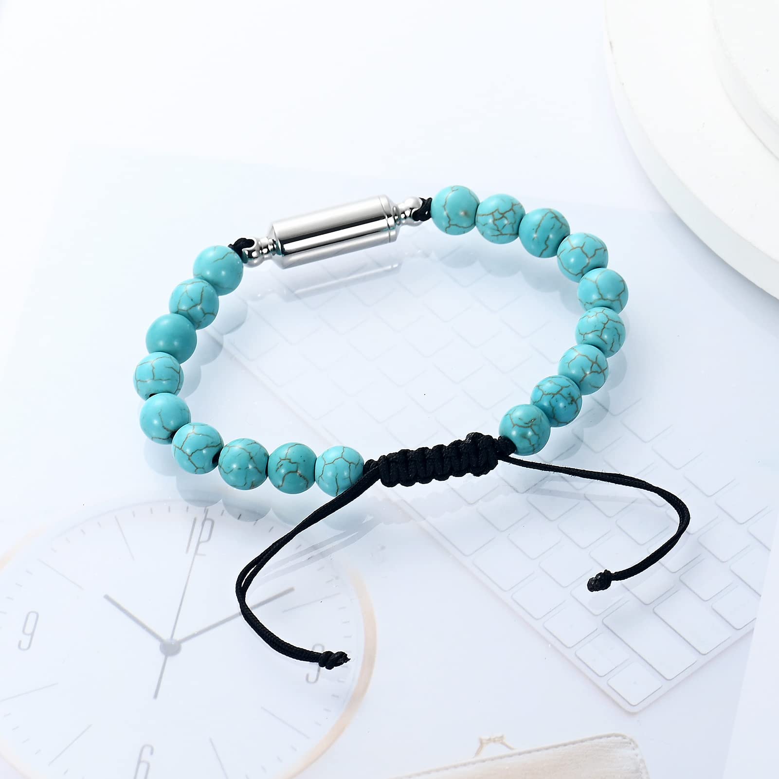 Stainless Steel Cremation Bracelet for Ashes - Adjustable Urn Jewelry with Lava Rock for Men & Women | Memorial Keepsake for Human & Pet Ashes | Perfect for Remembrance, Funerals & Everyday Wear