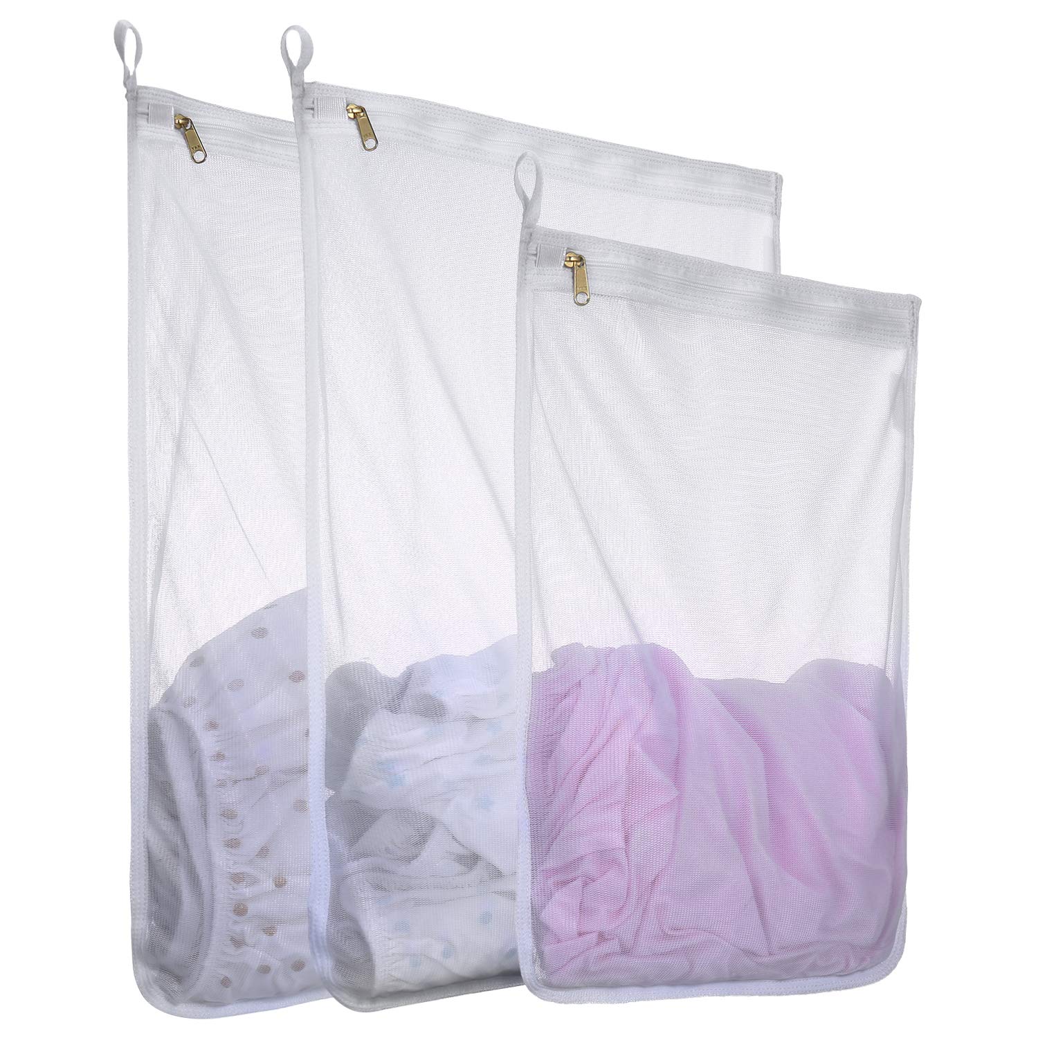 Reusable Mesh Laundry Bags for Delicates - 3 Pack (2 Large + 1 Medium) with Durable Zipper Closure - Gentle Washing Solution for Travel, College & Home Use - Protect Lingerie, Swimwear & Baby Clothes