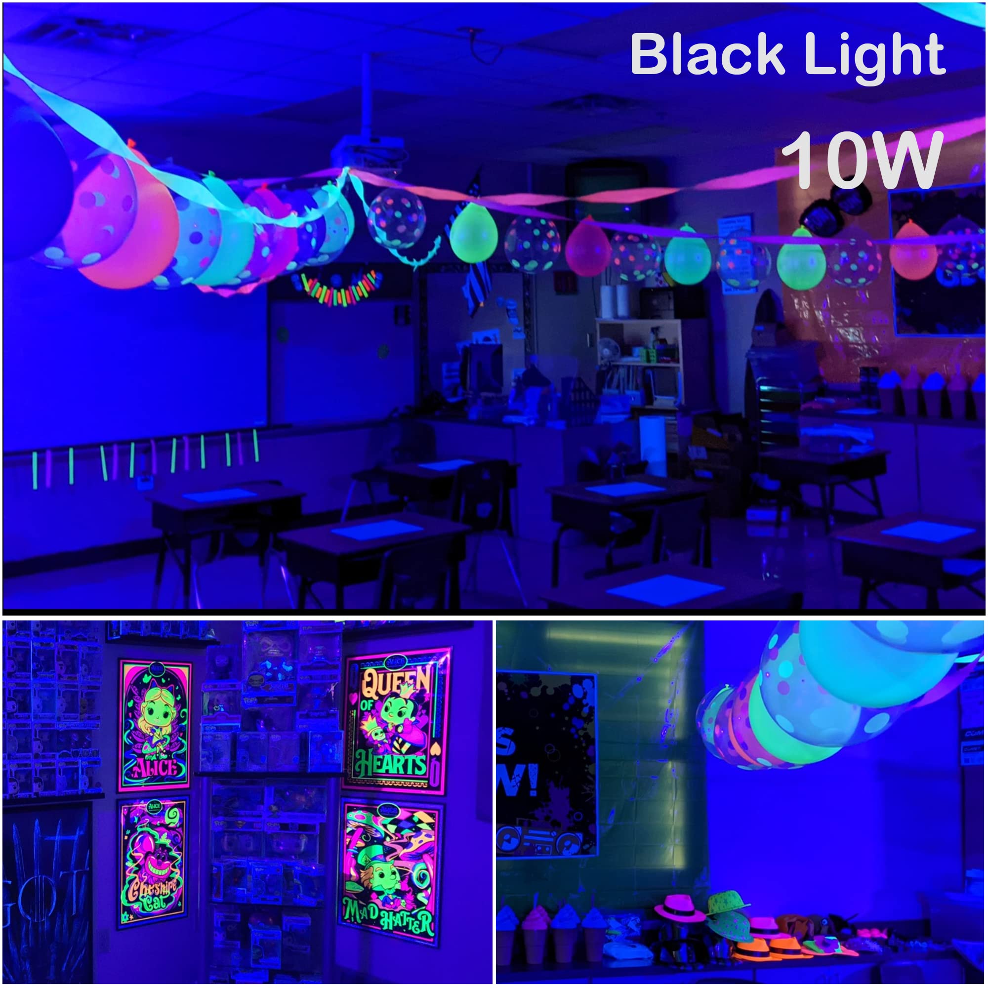 10W UV LED Black Light Bar with 5ft USB Cable - 2 Pack for Body Painting, Glow Parties, Tapestry & Poster Lighting - Perfect for Cabinets, Home Decor & Nightclub Effects