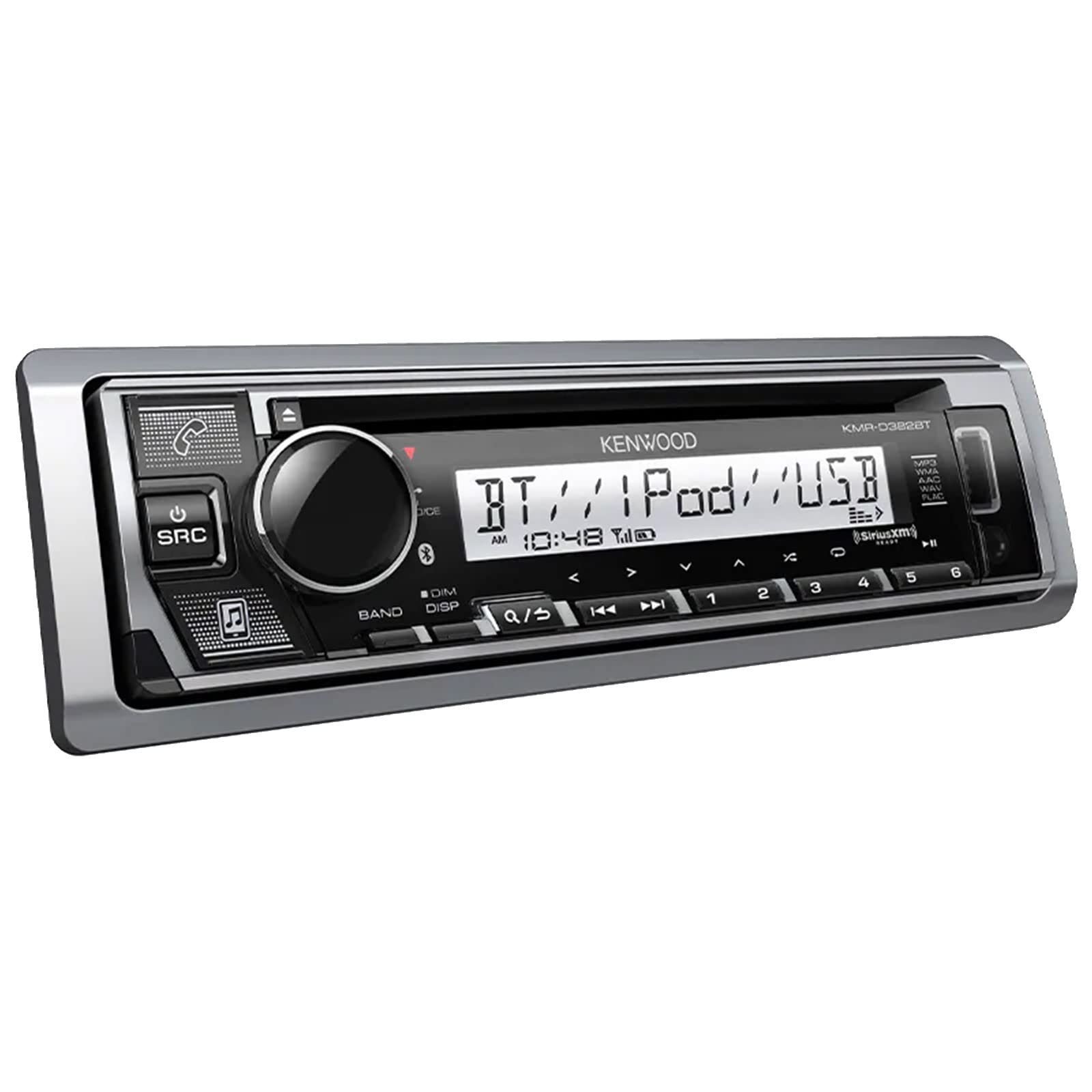 Single DIN USB Marine AM/FM Bluetooth CD Digital Media Receiver with 4X 6.5