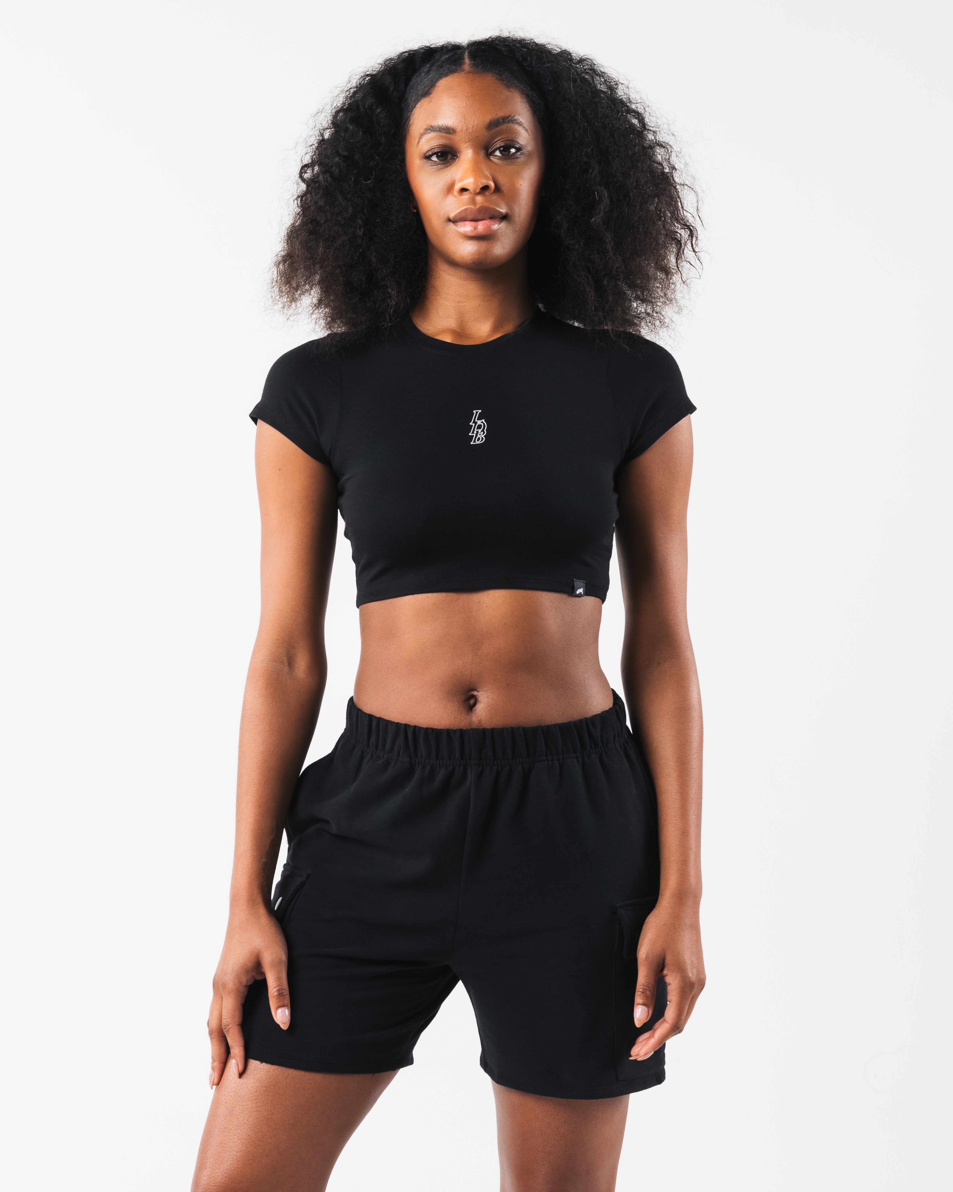 LDB Women's Short Sleeve Crop T-Shirt - Soft Cotton Casual Top for Summer, Streetwear, and Everyday Wear | Black