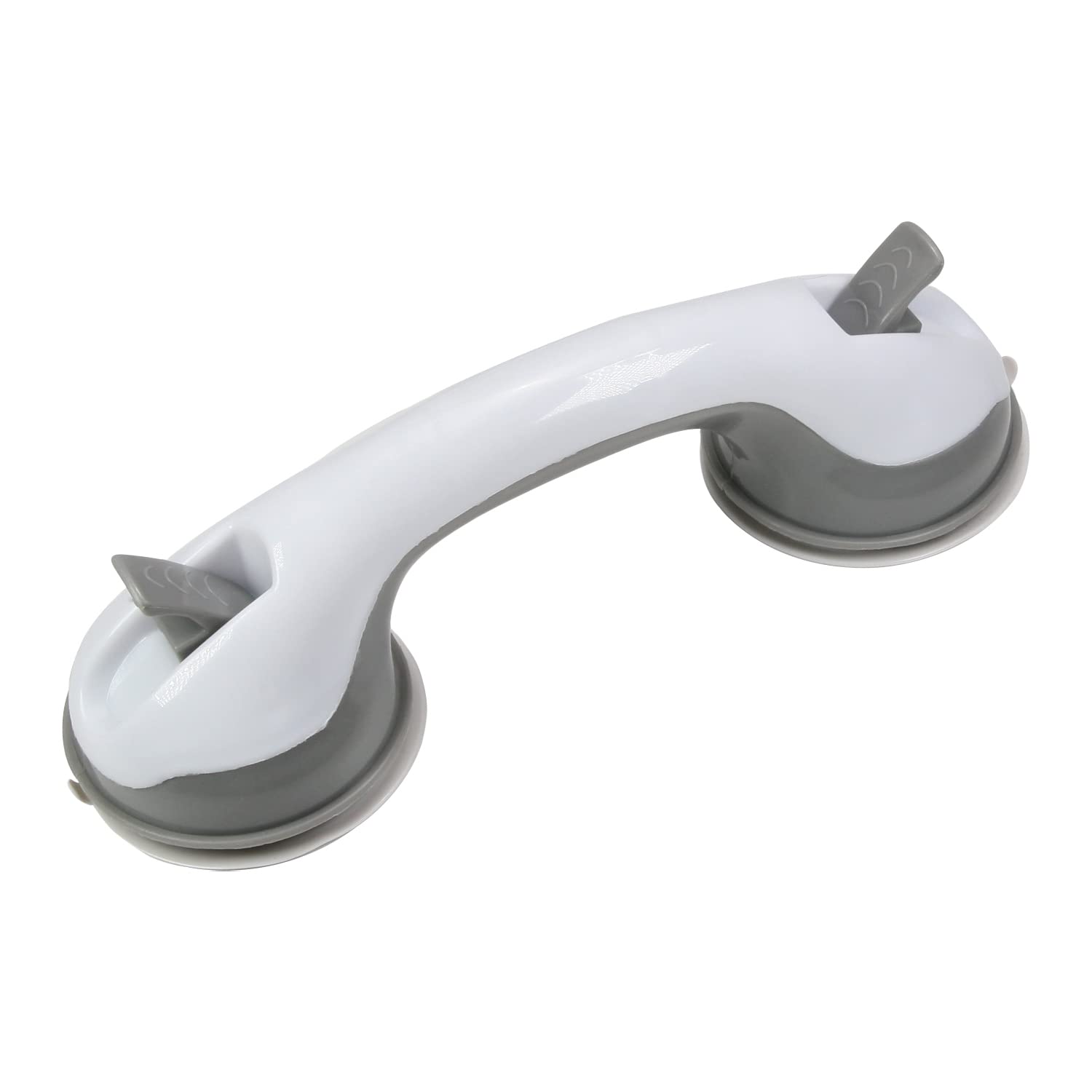 1 Pack Strong Suction Cup Grab Bar for Shower, Toilet, and Bathroom Safety - Dual Locking Armrest Handle for Tiles, Glass, Hard Plastic & Cabinet Drawers - Light Gray (Perfect for Elderly, Disabled & Post-Surgery Support)