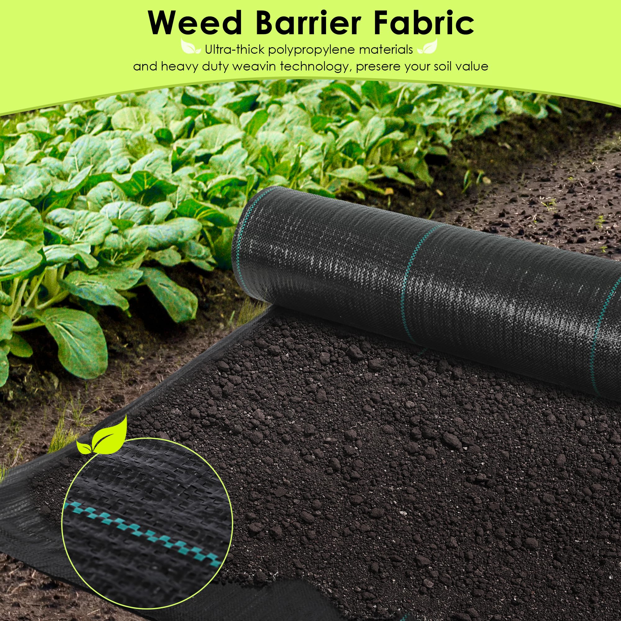 Premium 6ft x 300ft Heavy Duty Weed Barrier Landscape Fabric - 3.2oz Woven Geotextile Ground Cover for Gardens, Driveways & Landscaping - Durable Weed Control Cloth for Professional & Home Gardening Projects