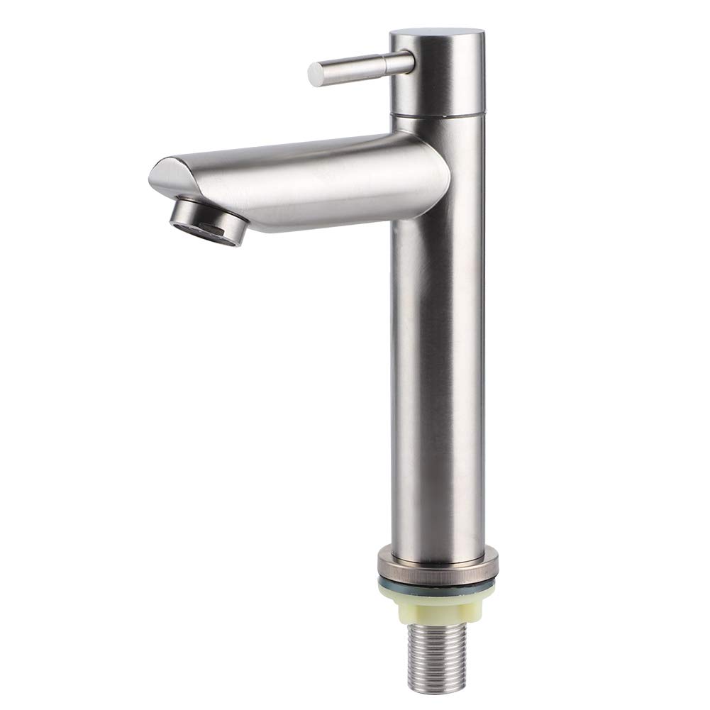 Premium G1/2 Brushed Stainless Steel Single Handle Kitchen Faucet - Modern Commercial Sink Water Tap for Bathroom & Wash Basin (Flat Single Design) - Perfect for Restaurants, Hotels & Home Renovation Projects