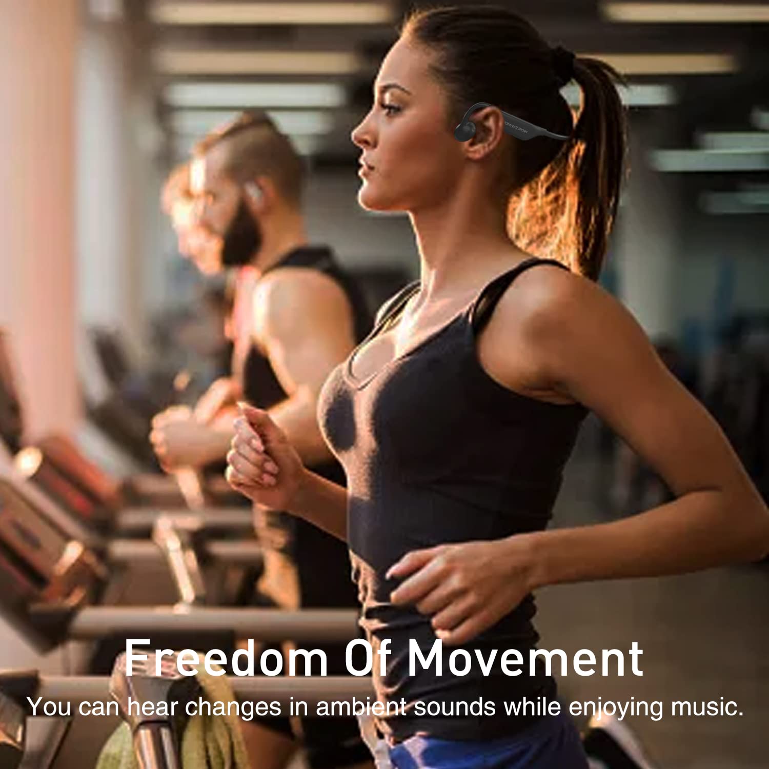Doqo Open Ear Bone Conduction Headphones with MIC - Wireless Bluetooth 5.2 Sport Headset, IP65 Sweatproof for Running, Cycling, Hiking & Yoga - Comfortable for Workouts, Commuting & Outdoor Activities (Frosted Black)