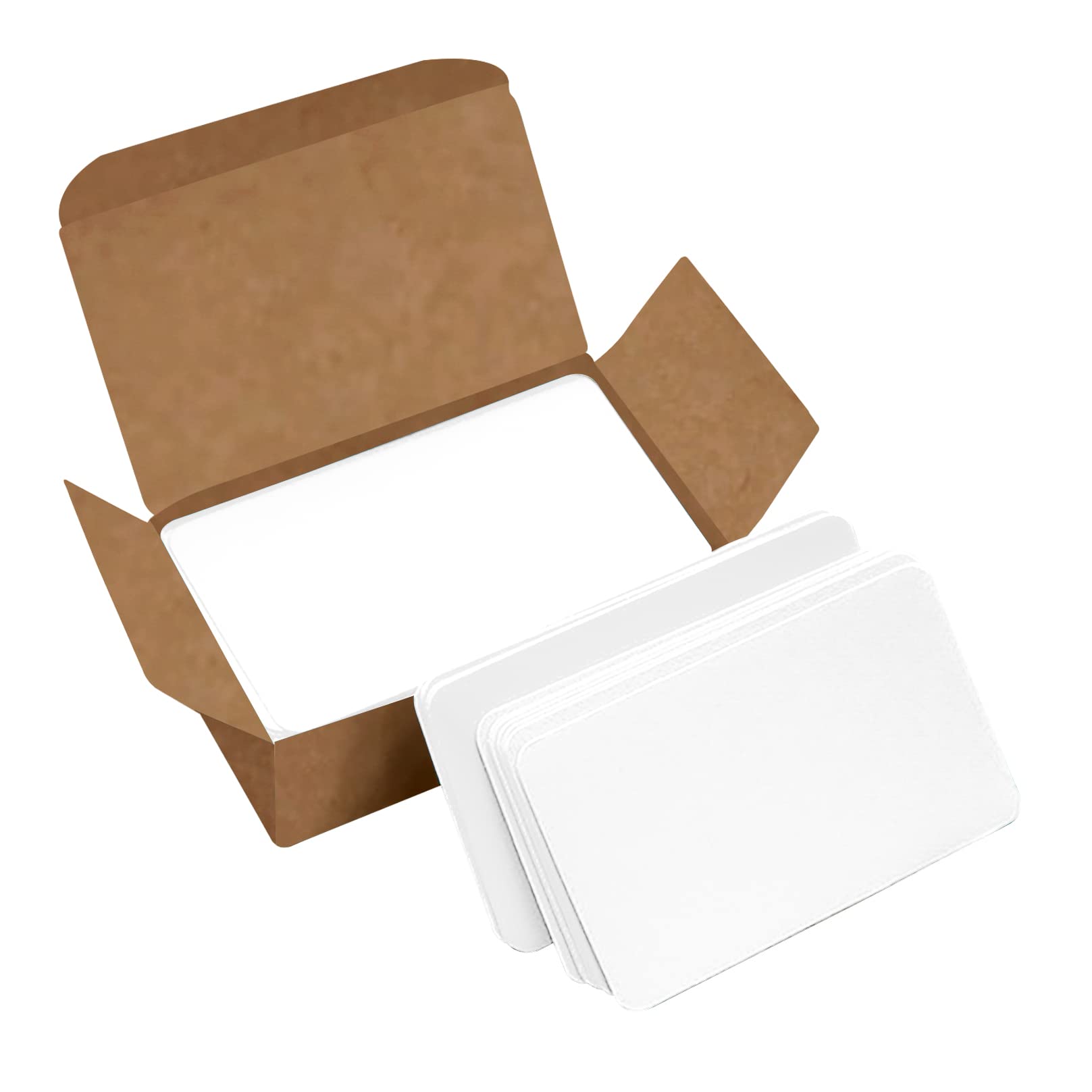VANRA 300-Pack Small Blank Index Cards 3.5x2 inches - Premium Color Cardstock Study Flash Cards with Rounded Corners, Unruled (White) - Perfect for Note Taking, Studying, Classroom Activities & Office Organization