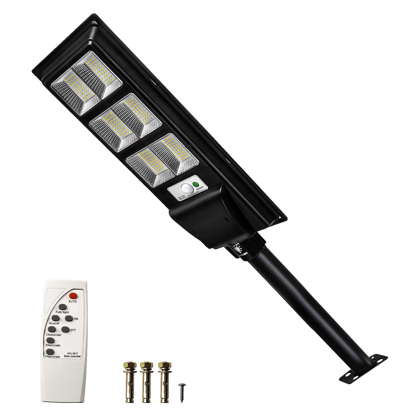 SUNZWO 120W Solar Street Light Outdoor, Dusk to Dawn Sensor, 5000K Daylight White, IP65 Waterproof - Perfect for Garden, Patio, Garage, Driveway & Pathway Lighting
