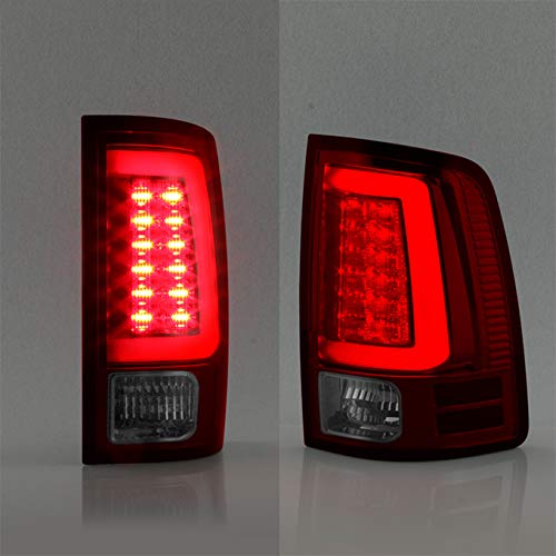 AKKON C-Shape LED Light Bar Compatible with 2013-2018 Dodge Ram 1500/2500/3500 (DS/DJ/D2) - Red & Clear Tail Lights & Rear Brake Lamps Pair (Left+Right) - Upgrade for Enhanced Visibility & Style