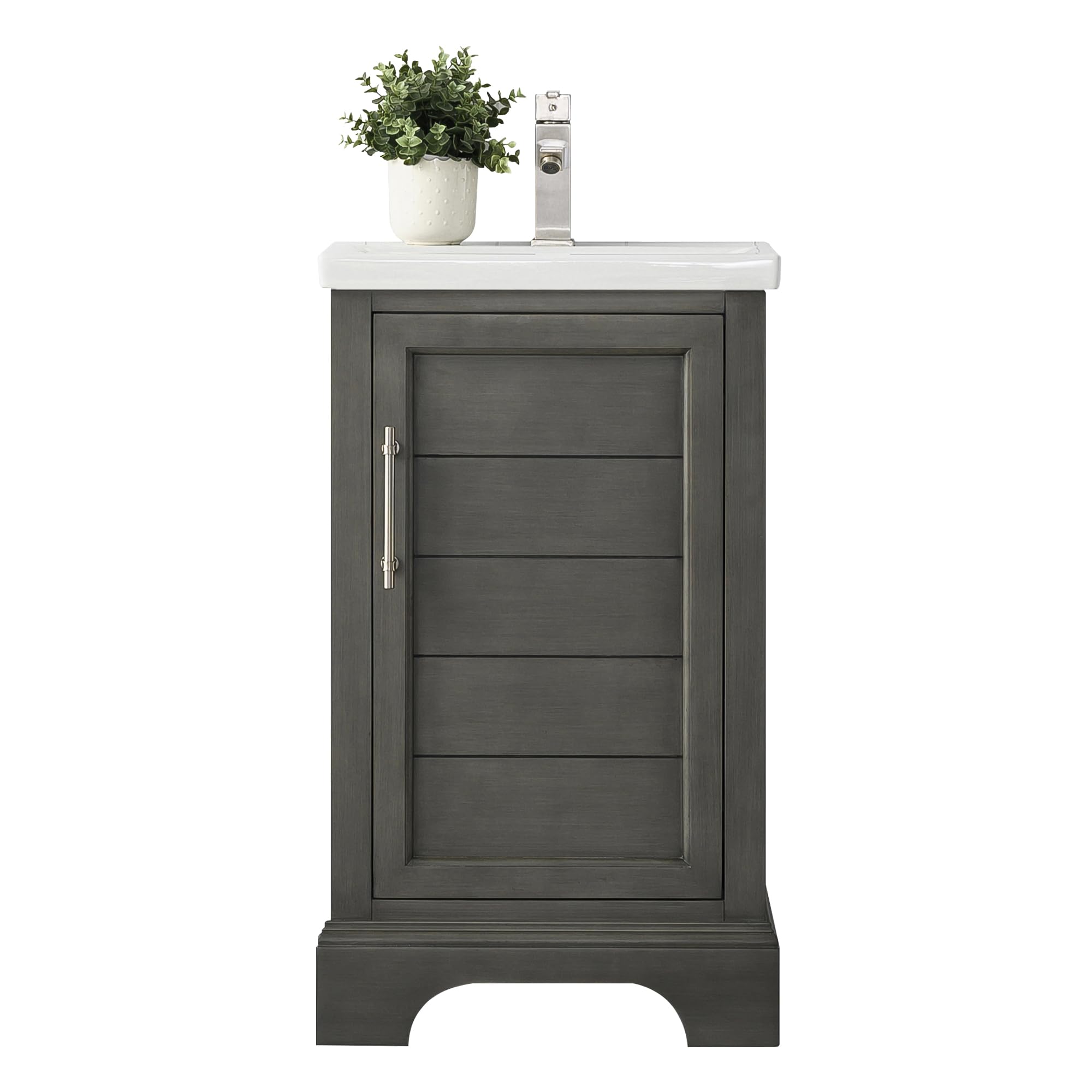 Vanity Art 20 Inch Single Sink Bathroom Vanity in Silver Grey with Ceramic Sink & Soft Closing Doors | Modern Undermount Rectangular Sink Cabinet for Small Bathrooms (VA5020-SG) | Perfect for Guest Bathrooms, Powder Rooms & Apartment Remodels