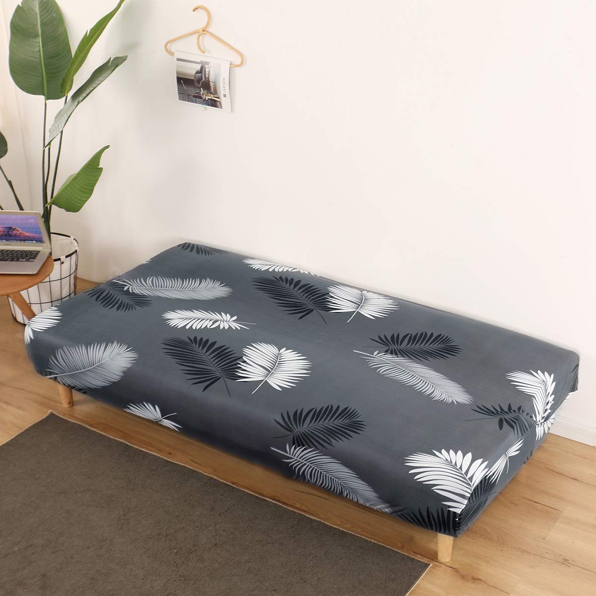 TOPCHANCES Stretch Plush Armless Sofa Bed Cover - Full Size Fitted Slipcover for Futon & Folding Sofas, Removable Furniture Protector with Elastic Bottom - Perfect for Living Room, Dining Room & Pet-Friendly Spaces