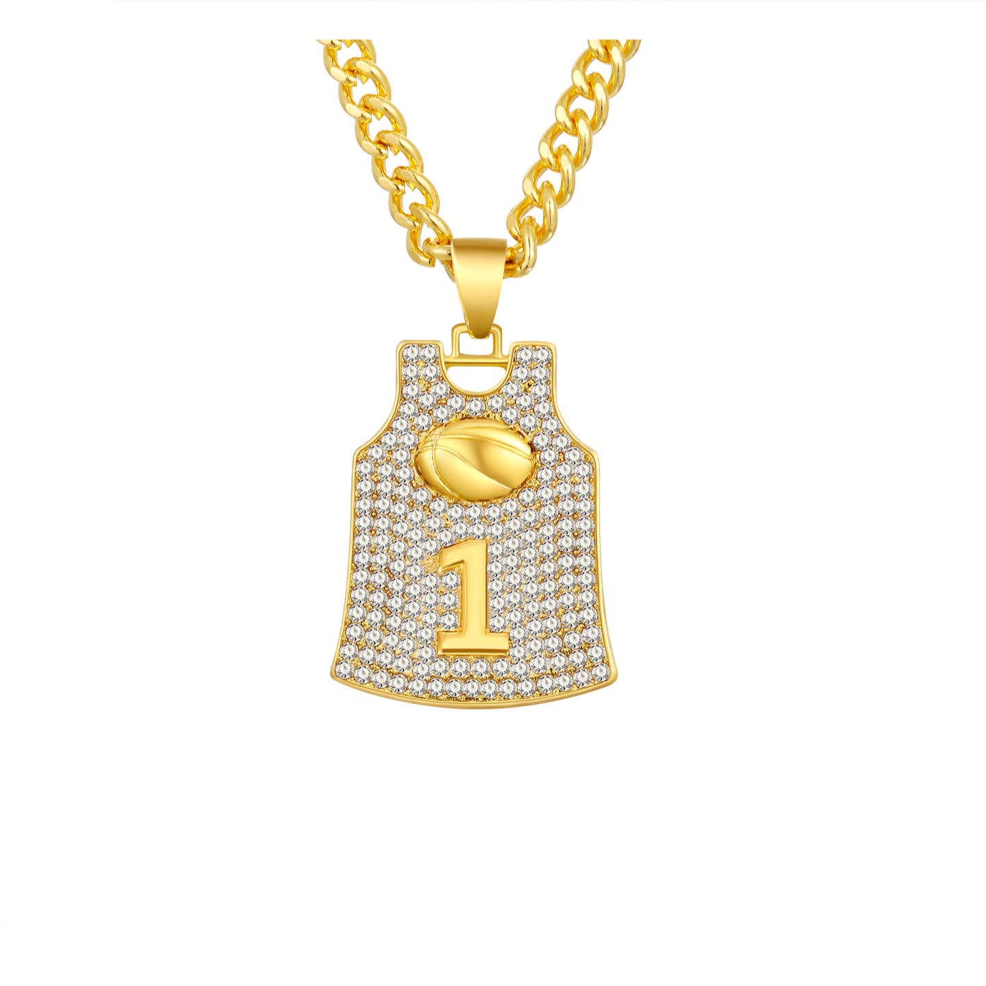Winssigma Gold Basketball Jersey Necklace - Custom Number Pendant for Basketball Fans - Perfect Gift for Players & Coaches - Game Day Jewelry & Sports Memorabilia