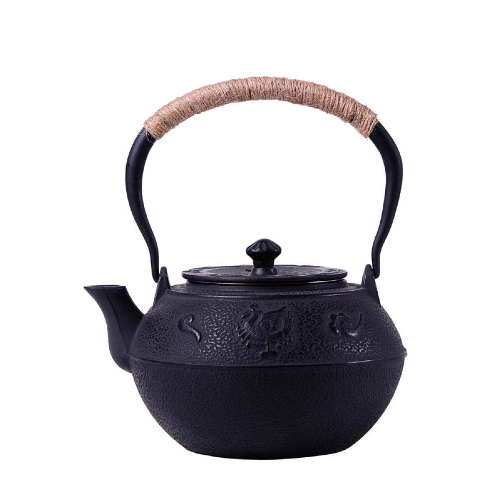 Premium Uncoated Cast Iron Teapot - Authentic Japanese Rosefinch Design for Kung Fu Tea Ceremony | Includes Free Fork | Perfect for Traditional Tea Brewing & Home Decor