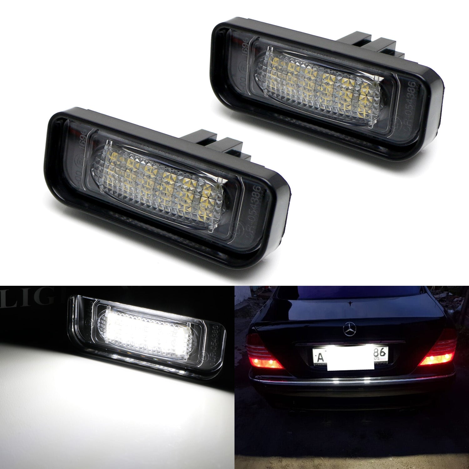 18 SMD White Full LED License Plate Lights for Mercedes W220 S Class 2000-2006 - Bright & Durable Replacement Bulbs for Enhanced Night Visibility & Style