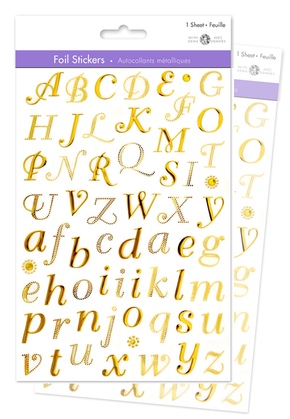 Gold Letter Stickers - Cursive Alphabet Stickers, Self-Adhesive Letters (3/4