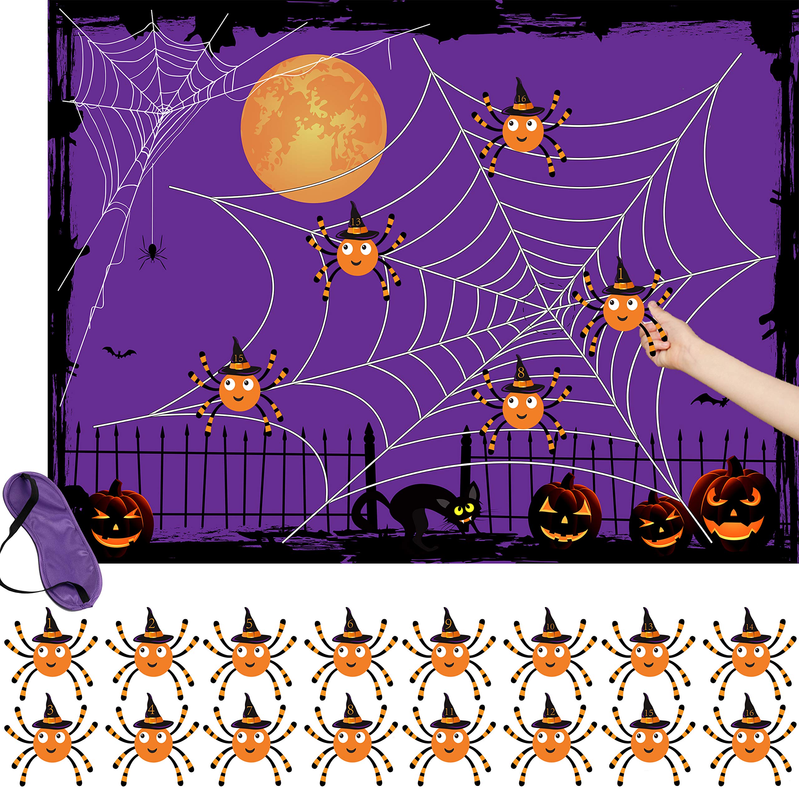 Halloween Pin The Spider on The Web Game for Kids - Fun Halloween Party Favors, Games & Activities for Children's Halloween Parties - Perfect for Classroom, Birthday & Family Halloween Celebrations