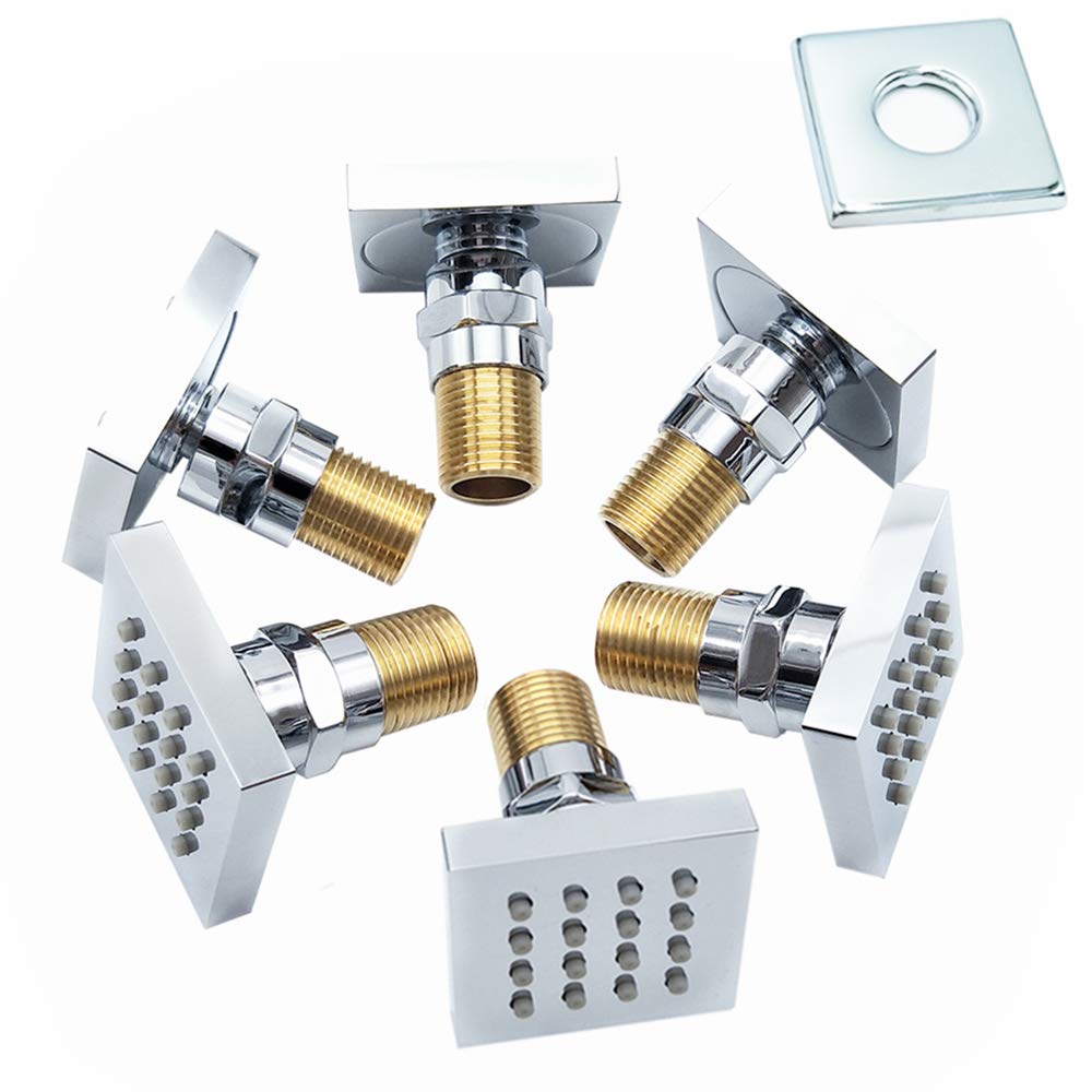 AYIVG 6-Piece Body Spray Massage Shower Jets Set - Brass Construction with Chrome Finish for Luxurious Spa-Like Shower Experience at Home
